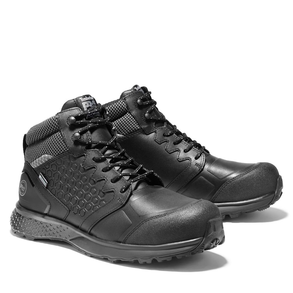 Timberland Μποτακια Εργασίας Ανδρικα Μαυρα - Pro® Reaxion Comp Toe - Greece 7083261-SV